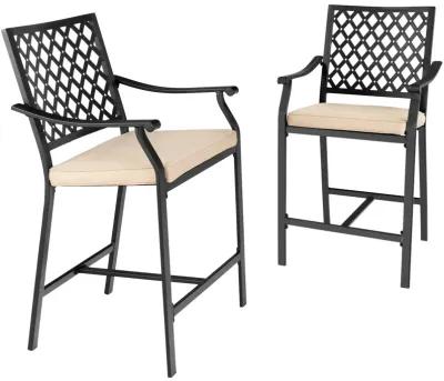 2 Pieces Patiojoy Patio Bar Stool with Height Cushion and Armrest