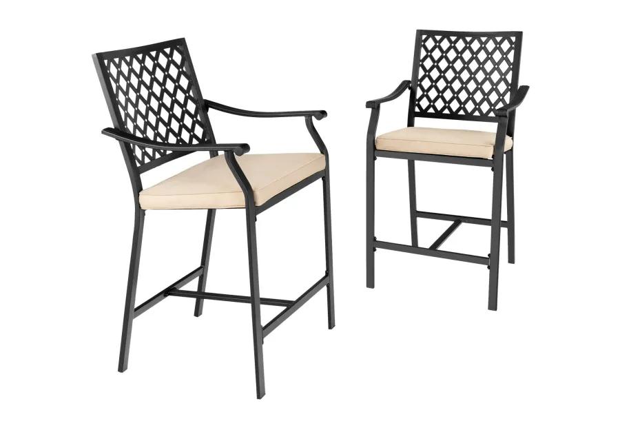 2 Pieces Patiojoy Patio Bar Stool with Height Cushion and Armrest