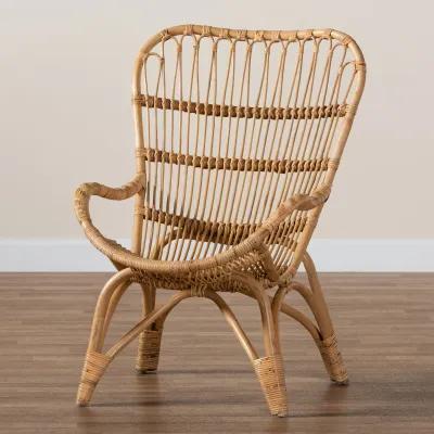 Bali & Pari Earvin Modern Bohemian Natural Brown Rattan Armchair