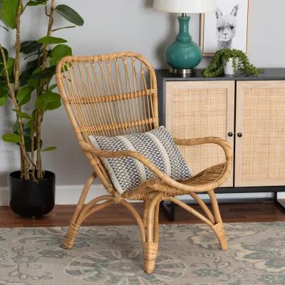 Bali & Pari Earvin Modern Bohemian Natural Brown Rattan Armchair