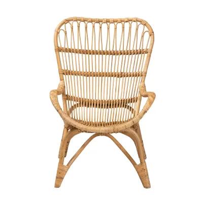 Bali & Pari Earvin Modern Bohemian Natural Brown Rattan Armchair