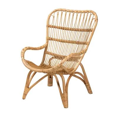 Bali & Pari Earvin Modern Bohemian Natural Brown Rattan Armchair