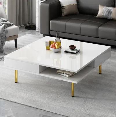 Merax High Gloss Coffee Table with 2 Drawers