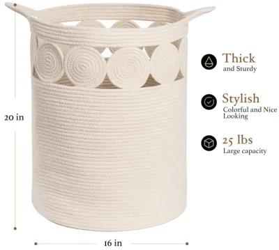 Bohemian Style Cotton Rope Storage Basket For Bedroom, Bathroom And Children's Room(Beige)