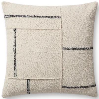 Susanna PMH0059 Ivory/Charcoal 22''x22'' Down Pillow by Magnolia Home by Joanna Gaines x Loloi