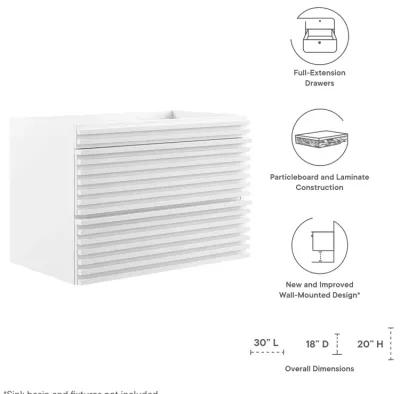 Render 30" Wall-Mount Bathroom Vanity Cabinet (Sink Basin Not Included)