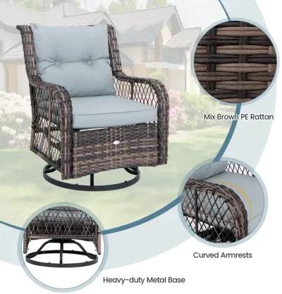 3 Pieces Outdoor Swivel Rocker Set with Small Side Table