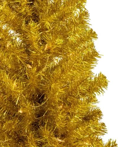 4' Pre-Lit Gold Iridescent Tinsel Slim Artificial Christmas Tree  Clear Lights