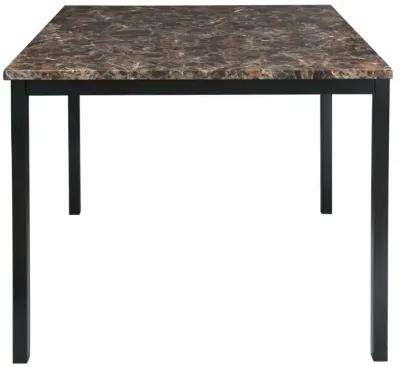 5 Piece Black Metal Finish Dining Set with Faux Marble Tabletop & 4 Counter Height Chairs