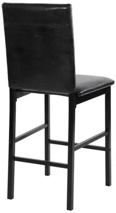 5 Piece Black Metal Finish Dining Set with Faux Marble Tabletop & 4 Counter Height Chairs