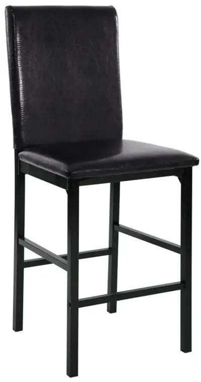 5 Piece Black Metal Finish Dining Set with Faux Marble Tabletop & 4 Counter Height Chairs