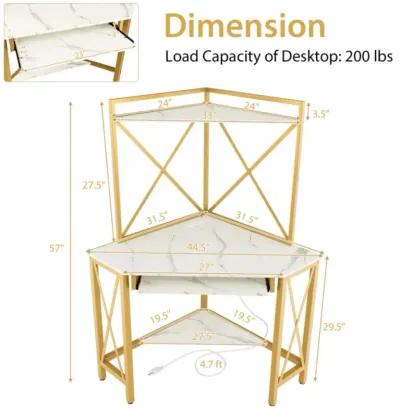 Hivvago Space-Saving Corner Computer Desk with with Hutch and Keyboard Tray