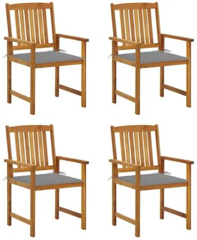 vidaXL Director's Chairs with Cushions 4 pcs Solid Acacia Wood