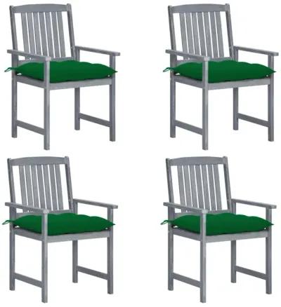 vidaXL Director's Chairs with Cushions 4 pcs Gray Solid Acacia Wood