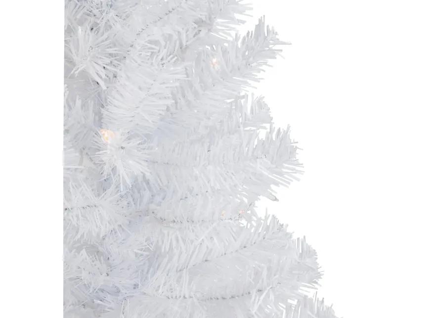 3' Pre-Lit Woodbury White Pine Slim Artificial Christmas Tree  Clear Lights