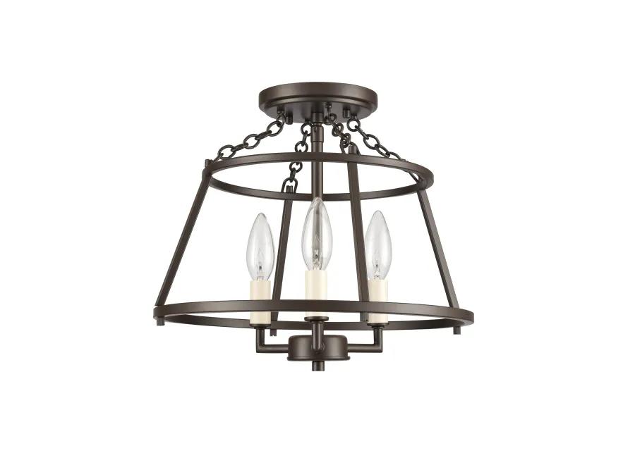 Joanie 13'' Wide Bronze 3-Light Semi Flush Mount