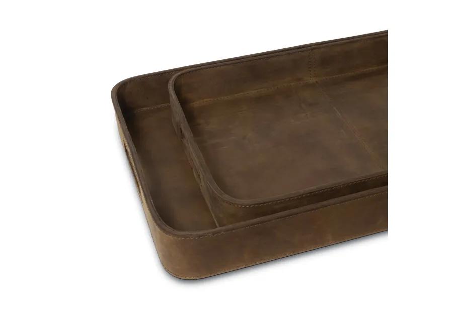 Derby Rectangle Leather Tray Set