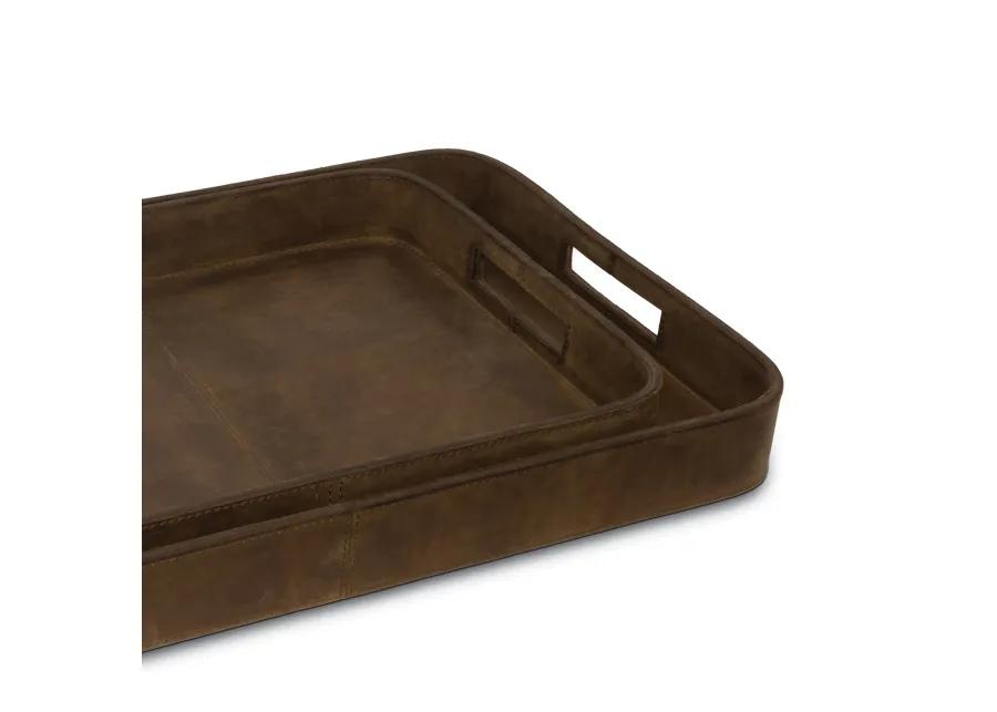 Derby Rectangle Leather Tray Set