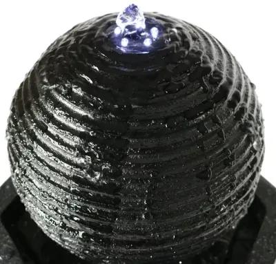 Sunnydaze Black Pedestal/Ball Solar Fountain with Battery/LED Light - 31 in