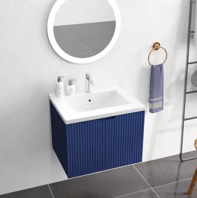 Space-Saving Modern Wall Mount Bathroom Vanity Set with Undermount Porcelain Sink