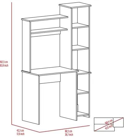 Marston 6-Shelf Writing Desk With Built-In Bookcase Light Oak