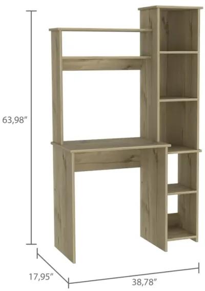 Marston 6-Shelf Writing Desk With Built-In Bookcase Light Oak