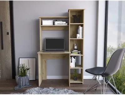 Marston 6-Shelf Writing Desk With Built-In Bookcase Light Oak