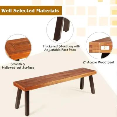 Hivvago Set of 2 Patio Acacia Wood Dining Benches