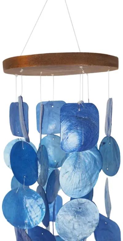 Aesthetically Designed Handmade Wind Chime with Capiz Shell Hangings, Blue - Benzara