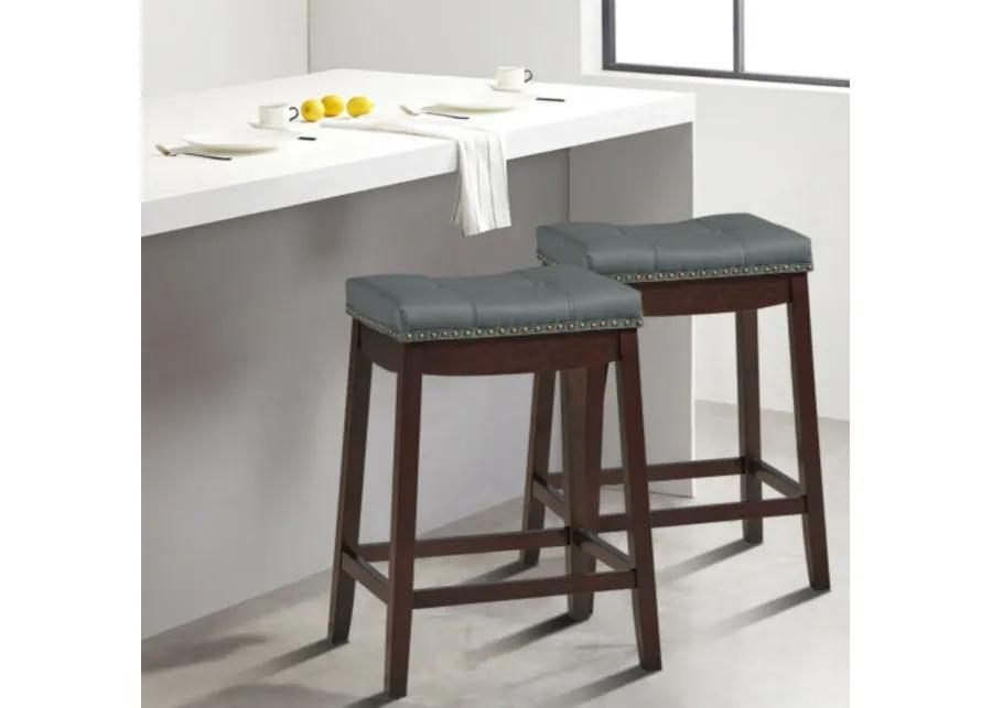 Set of 2 24-Inch Height Backless Counter Stool with Footrest