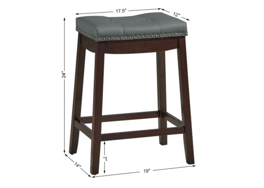 Set of 2 24-Inch Height Backless Counter Stool with Footrest