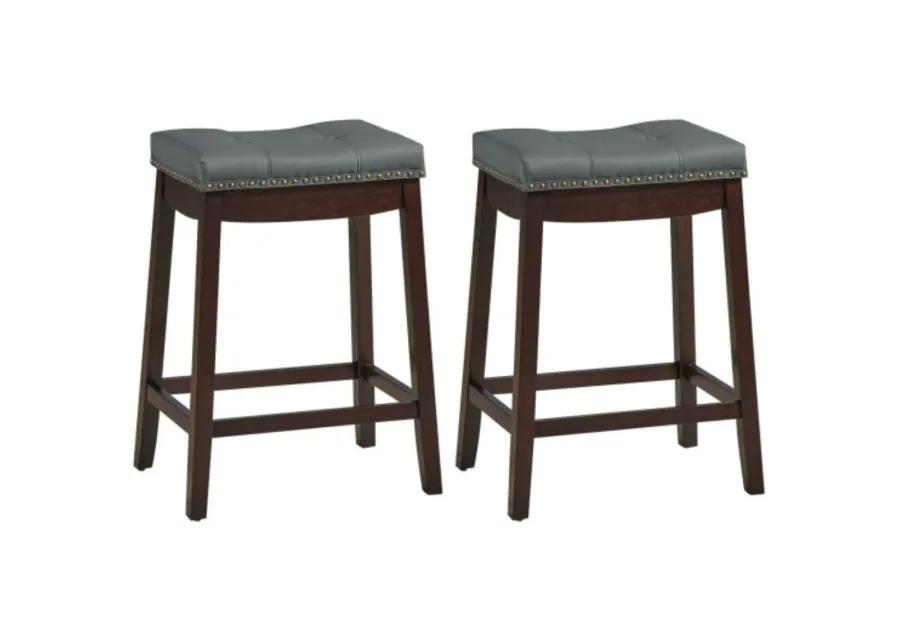 Set of 2 24-Inch Height Backless Counter Stool with Footrest