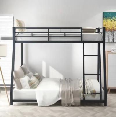 Merax Modern Metal Floor Bunk Bed with Sloping Stairs