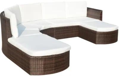 vidaXL 4 Piece Garden Lounge Set with Cushions Poly Rattan Brown