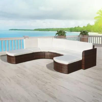 vidaXL 4 Piece Garden Lounge Set with Cushions Poly Rattan Brown