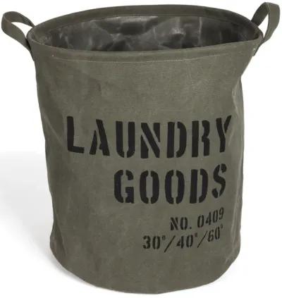 Army Canvas Bucket Style Collapsible Laundry Basket