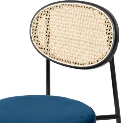 LeisureMod Euston Modern Wicker Dining Chair with Velvet Round Seat Set of 4