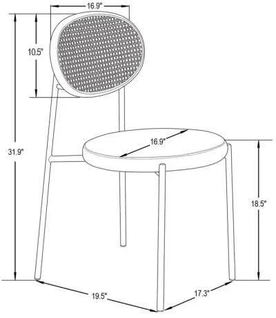 LeisureMod Euston Modern Wicker Dining Chair with Velvet Round Seat Set of 4