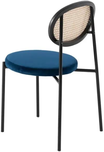 LeisureMod Euston Modern Wicker Dining Chair with Velvet Round Seat Set of 4