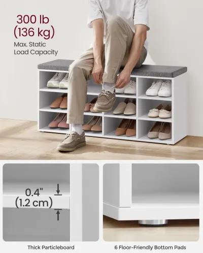 Cubbie Shoe Cabinet Storage Bench with Cushion & Adjustable Shelves - Entryway Organizer