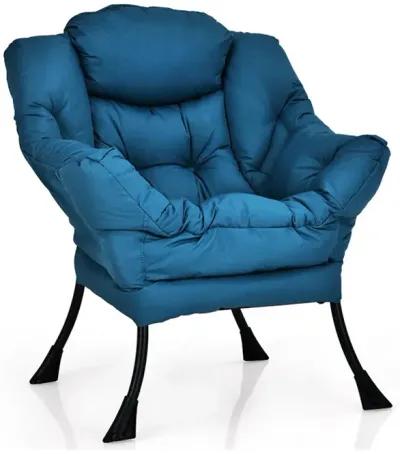 Modern Polyester Fabric Lazy Chair with Steel Frame and Side Pocket