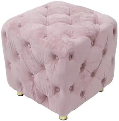 Pink Modern Velvet Upholstered Ottoman, Exquisite Small End Table, Soft Foot Stool