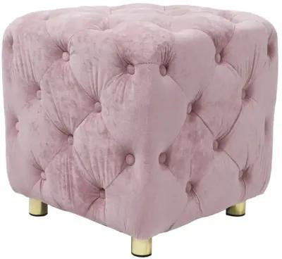 Pink Modern Velvet Upholstered Ottoman, Exquisite Small End Table, Soft Foot Stool