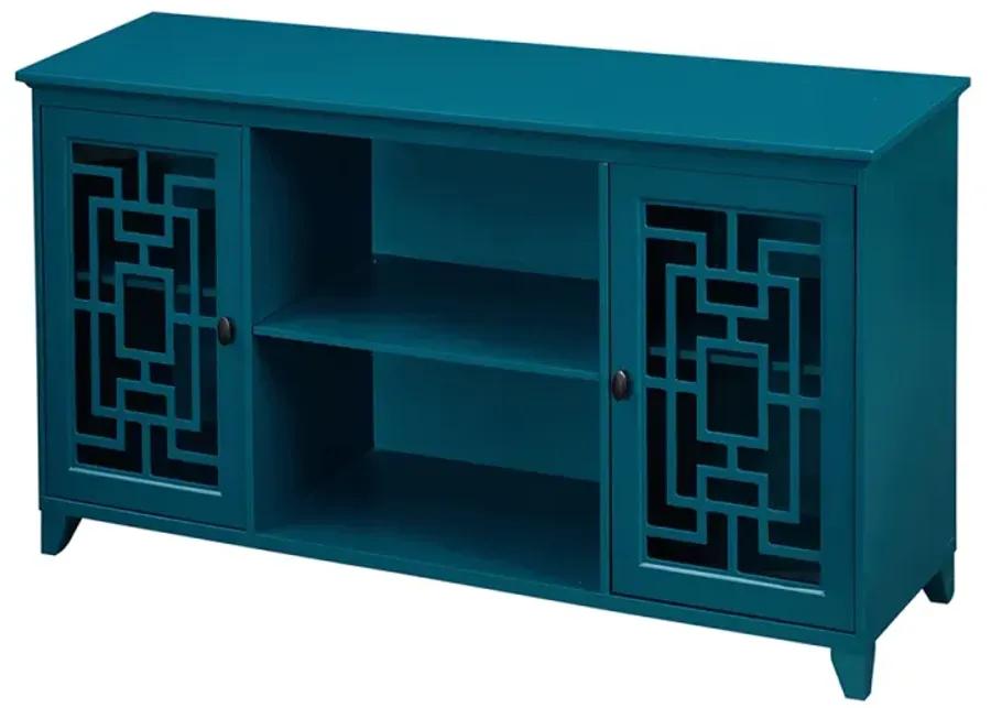 60" Sideboard Buffet Table With 2 Doors, Storage Cabinet With Adjustable Shelves, Teal