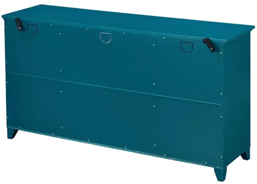 60" Sideboard Buffet Table With 2 Doors, Storage Cabinet With Adjustable Shelves, Teal