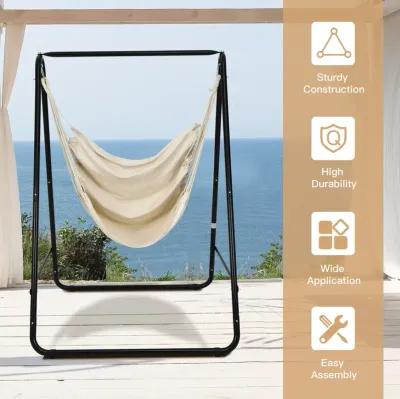 Hanging Padded Hammock Chair with Stand and Heavy Duty Steel