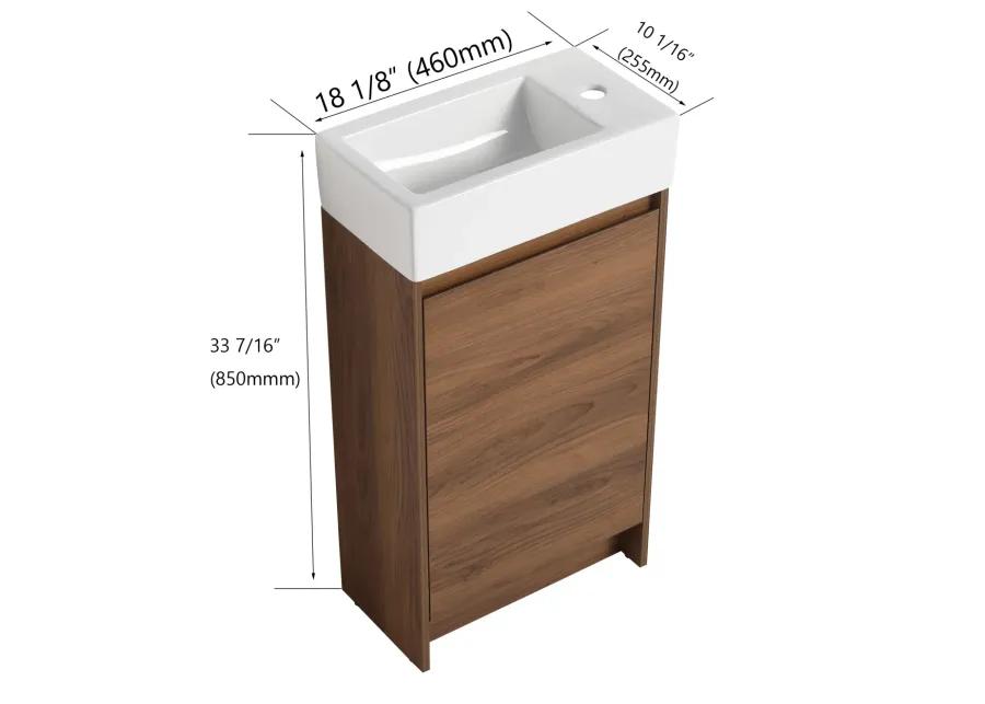 18" Freestanding Vanity with Single Sink & Soft Closing Doors