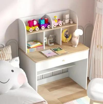 Hivvago Kids Wooden Study Desk Writing Table with Hutch and Drawer