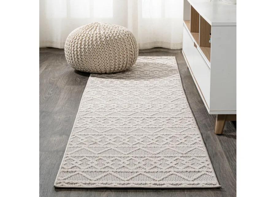 Aylan High-Low Pile Knotted Trellis Geometric Indoor/Outdoor Area Rug