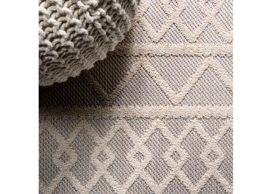 Aylan High-Low Pile Knotted Trellis Geometric Indoor/Outdoor Area Rug